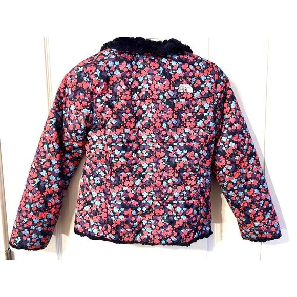 The North Face Reversible Children's Small (7/8) Floral/ Navy Blue Jacket Coat - Picture 5 of 8